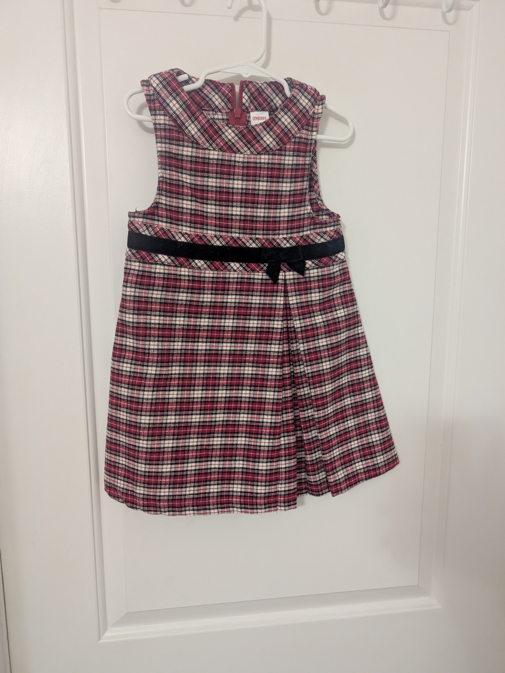 Gymboree Holiday Pictures Plaid Dress Size 4 Christmas Velvet Bow 2007